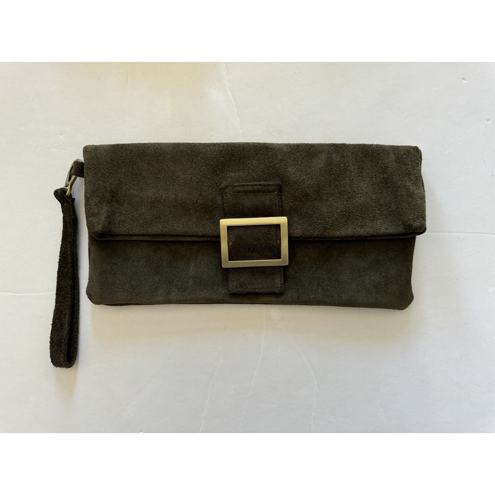 Sabina New York Women's Green Suede Clutch with Strap